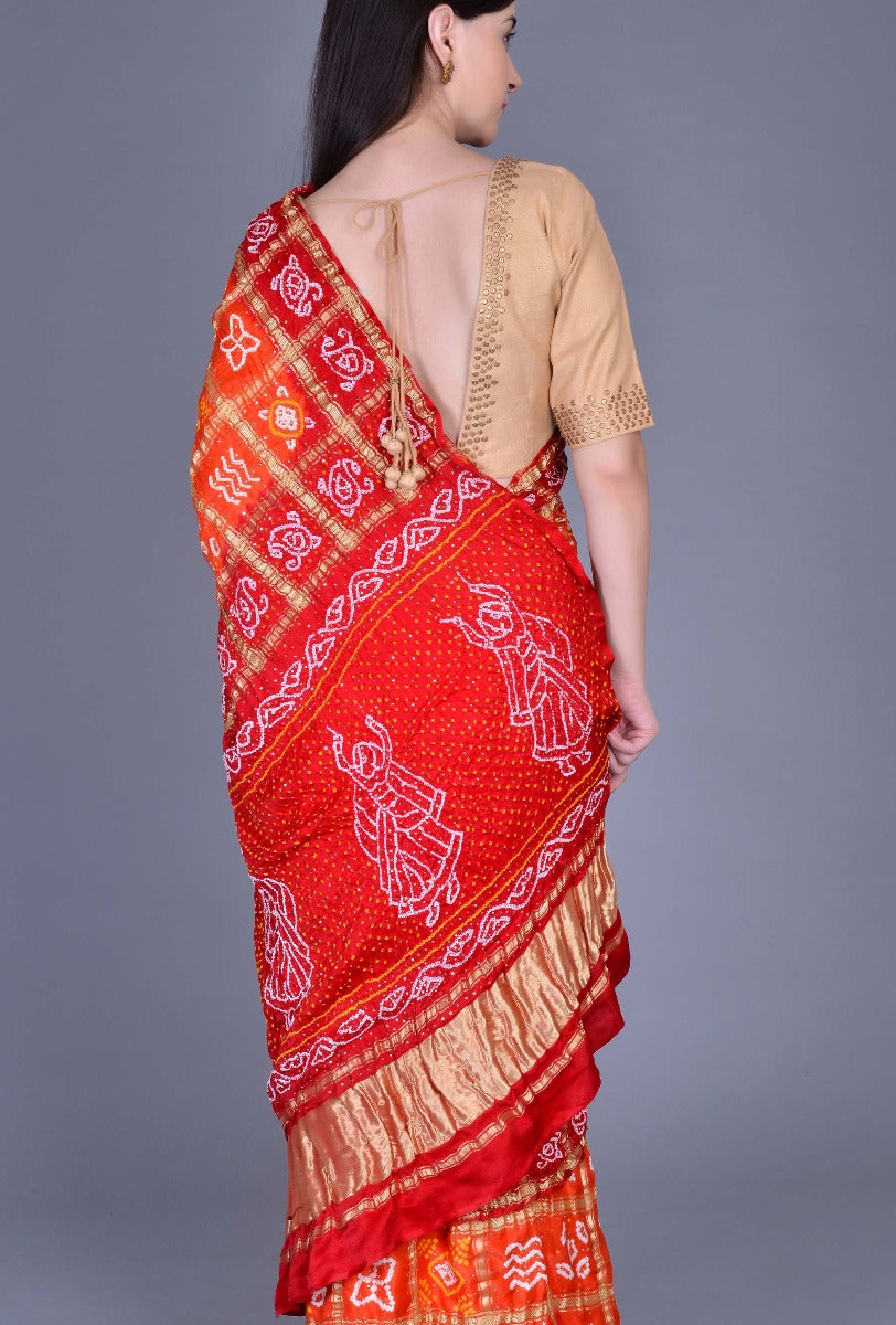 Rust Gharchola Bandhani Saree