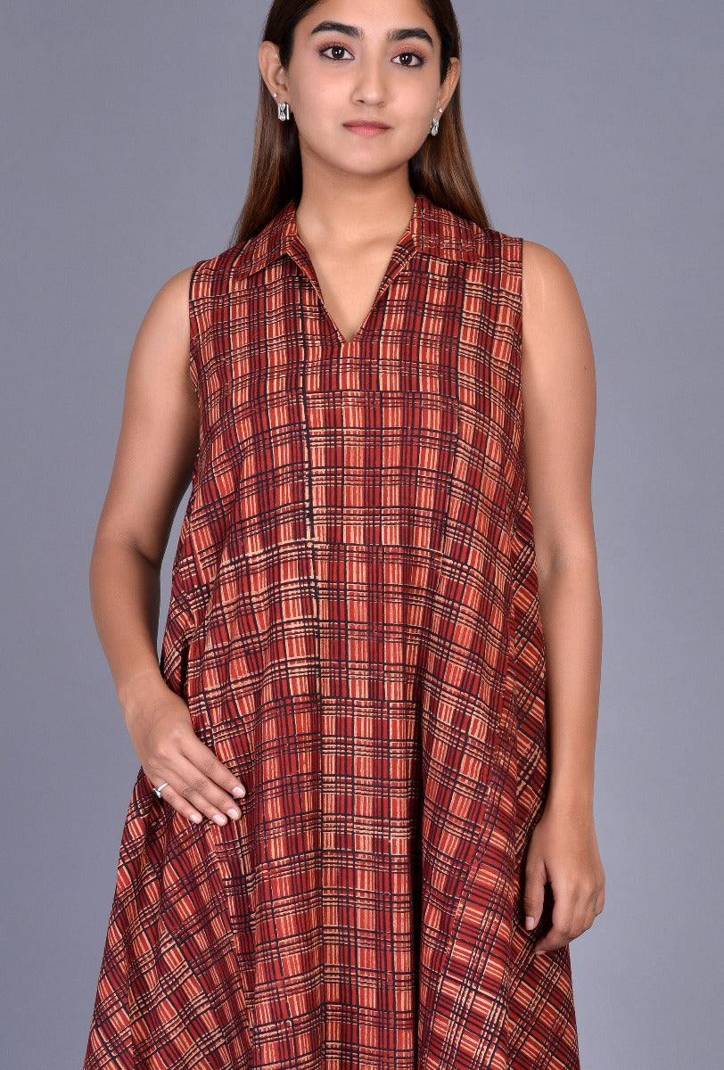 Sleeveless Block Printed Dress
