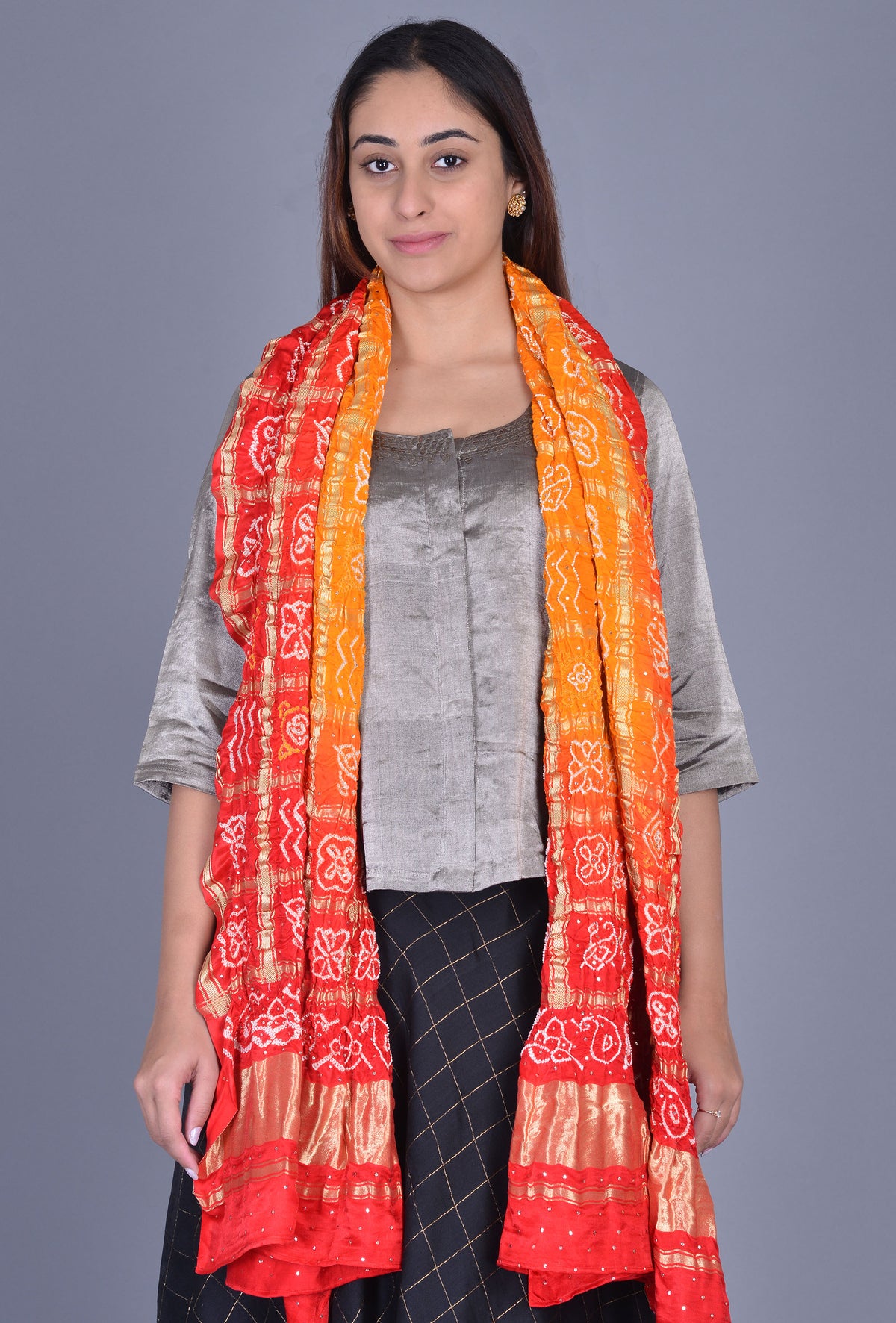 Orange Red Gharchola Dupatta