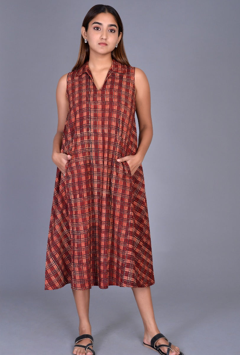 Sleeveless Block Printed Dress