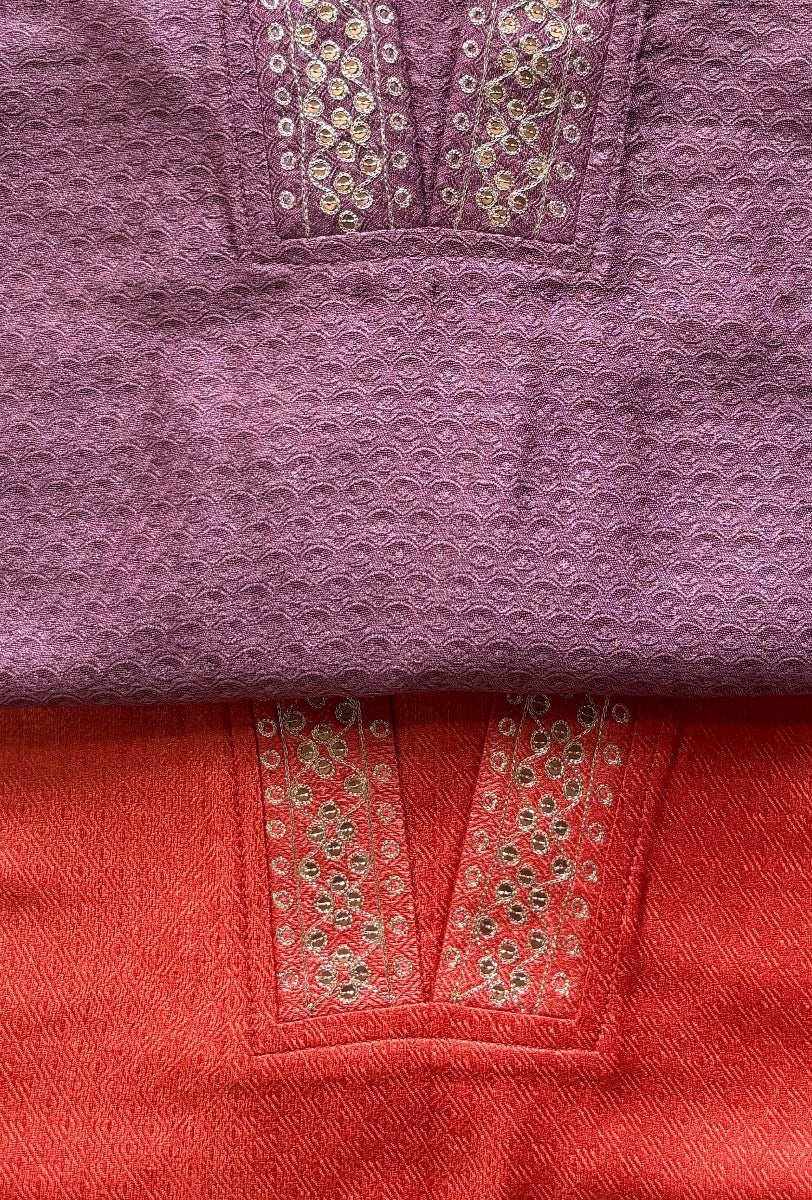 Silk V Neck Kurta
