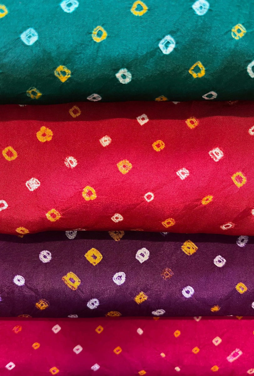 Silk Bandhani Kurta with Mookesh Work