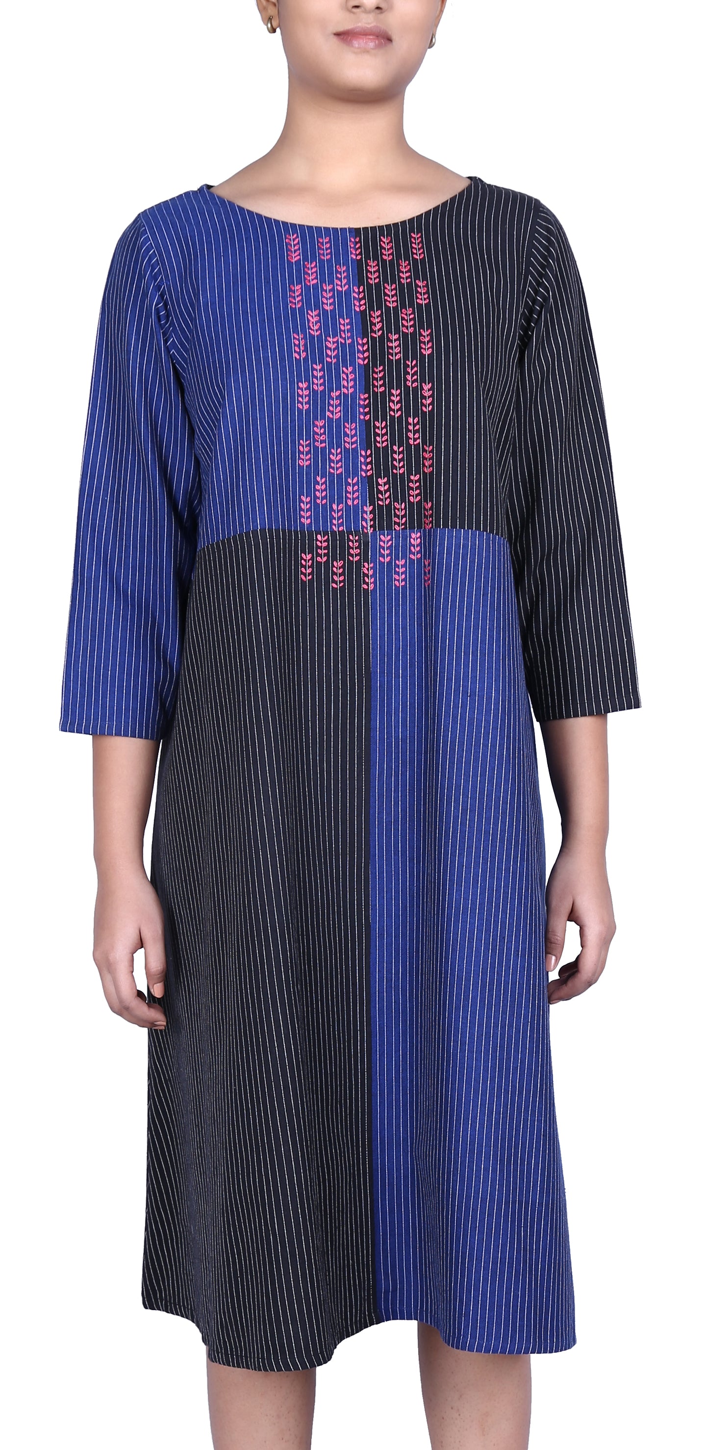 Embroidered Striped Dress