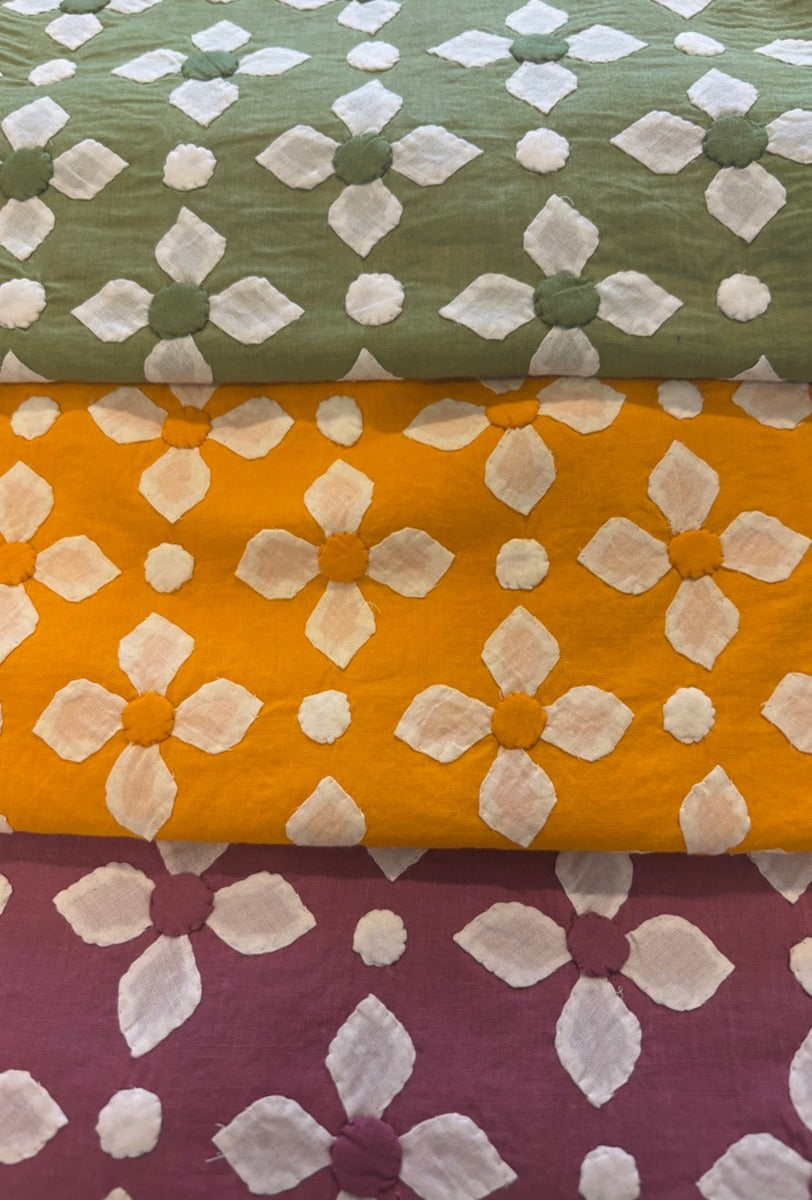 Cotton Bandhani Flower Applique Ensemble