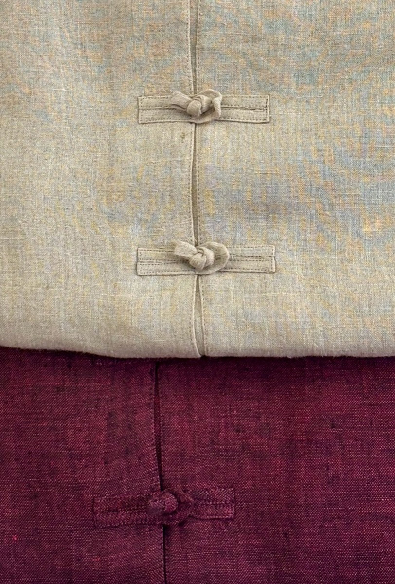 Stand Collar Linen Ensemble