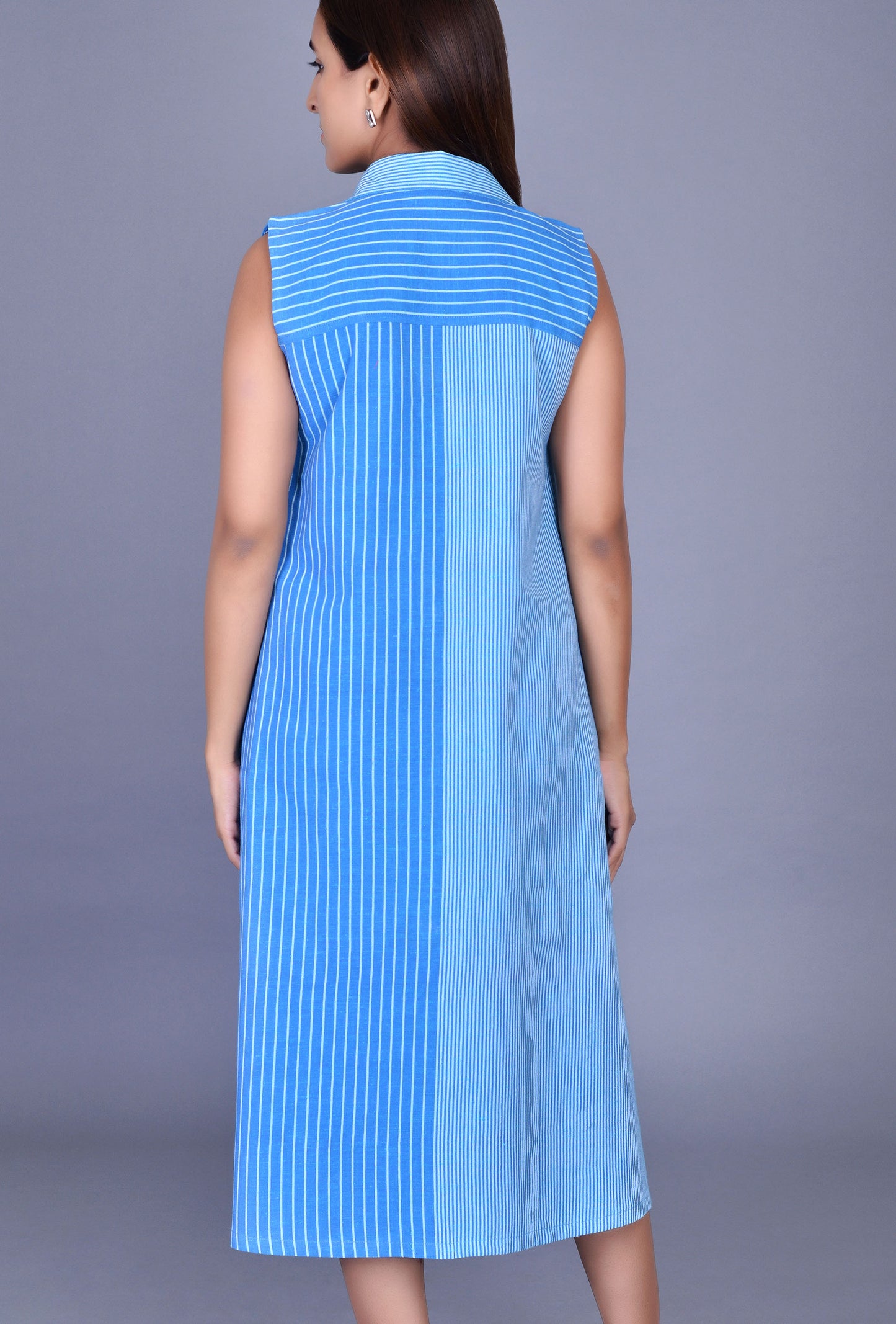 Blue Sleeveless kala cotton Dress