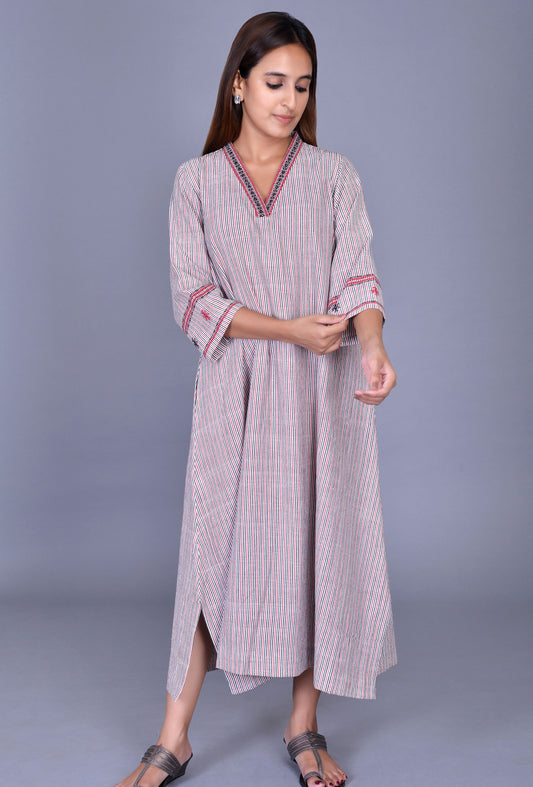 V Neck Kala cotton Dress