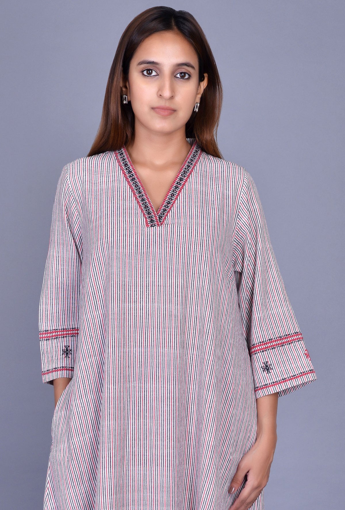 V Neck Kala cotton Dress