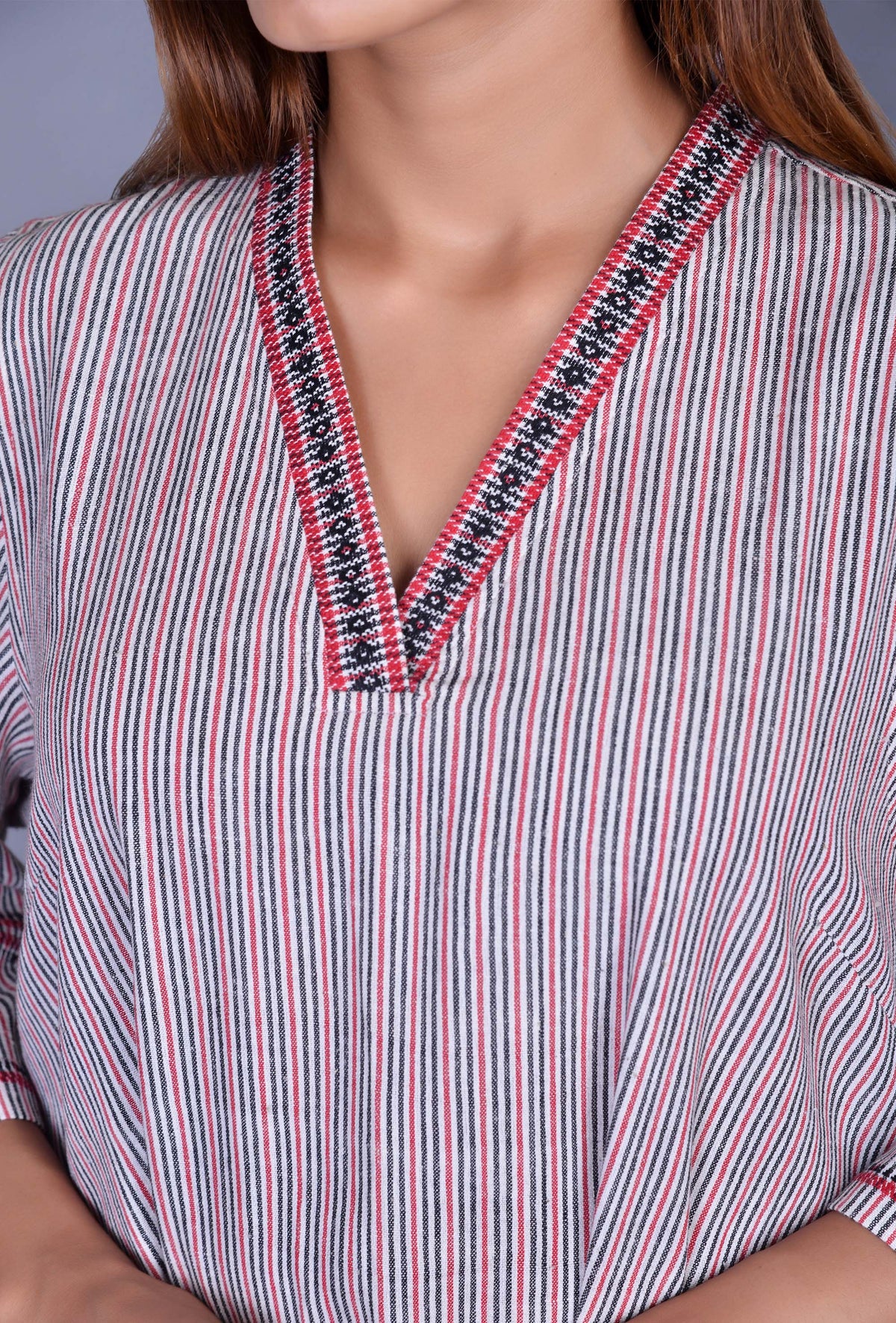 V Neck Kala cotton Dress