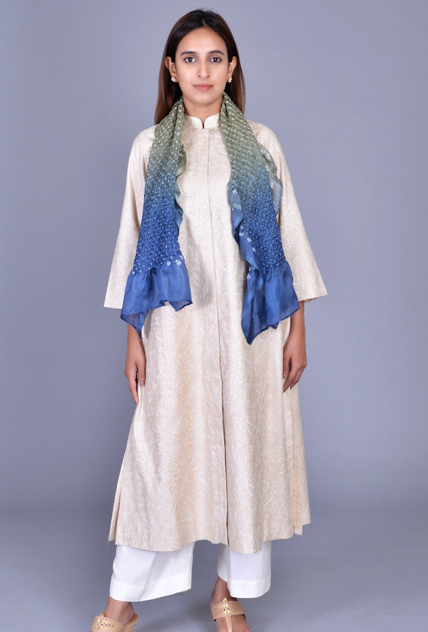 Blue, Green Bandhani Stole