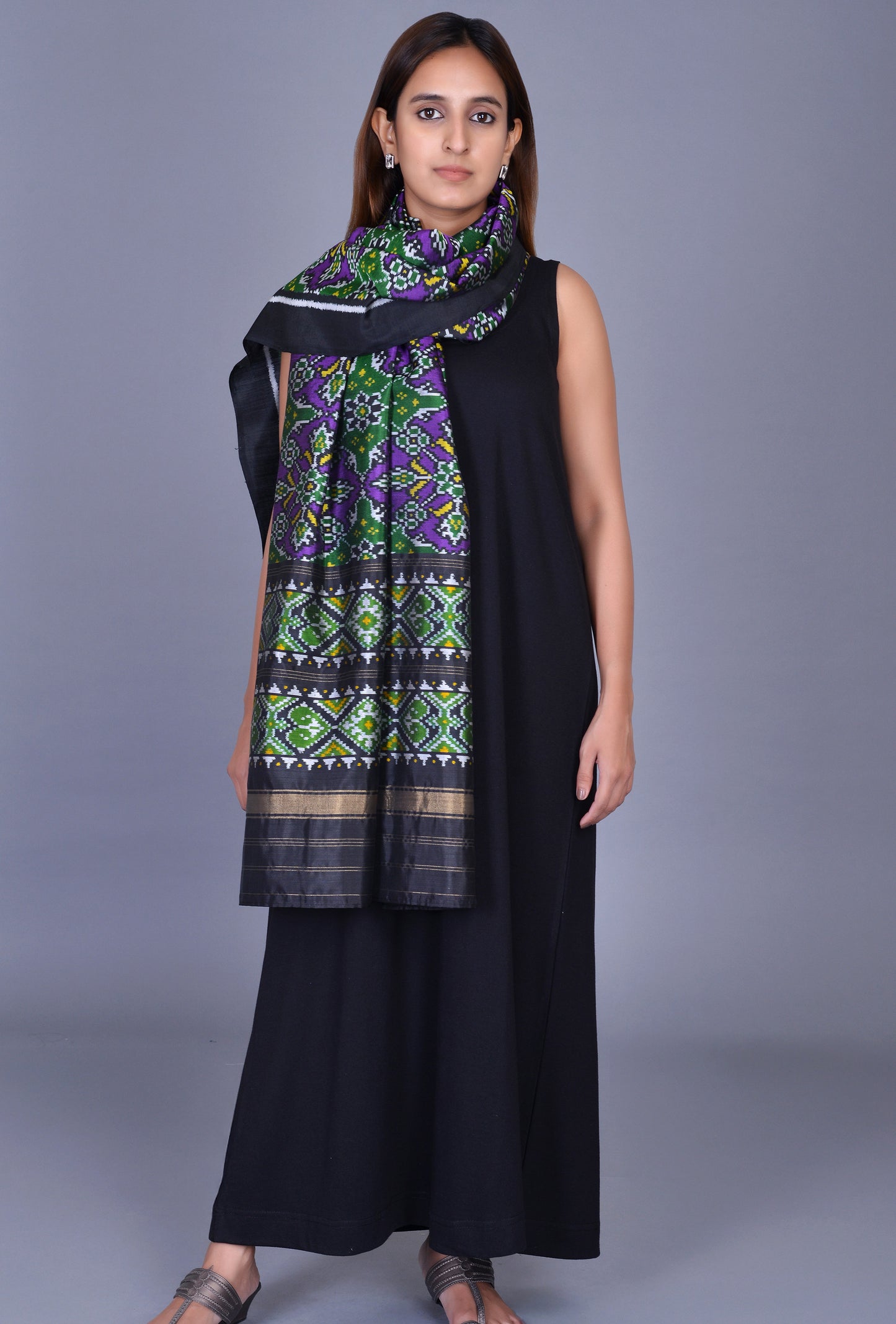Purple Silk Patola Dupatta