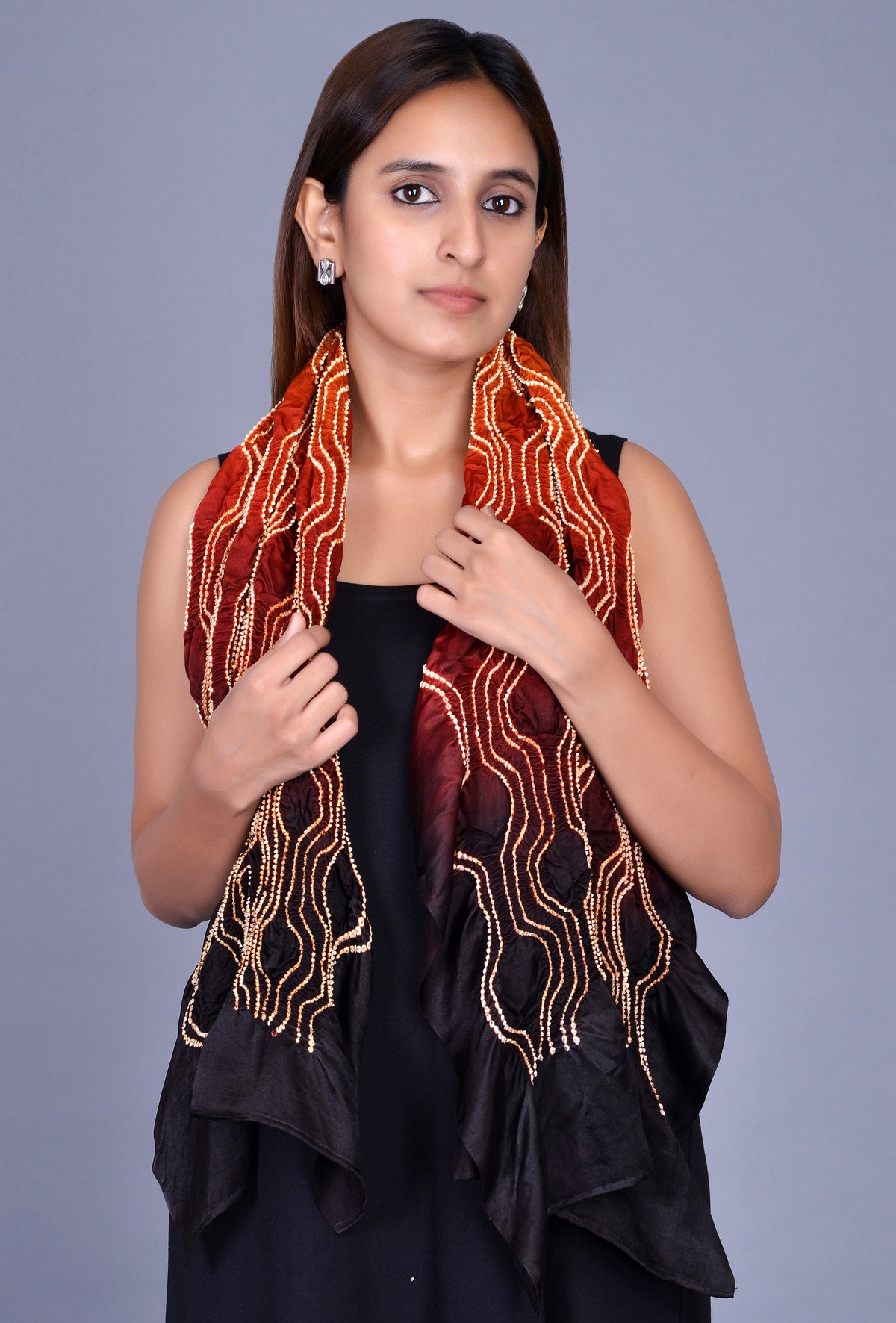 Rust Gaji Silk Stole