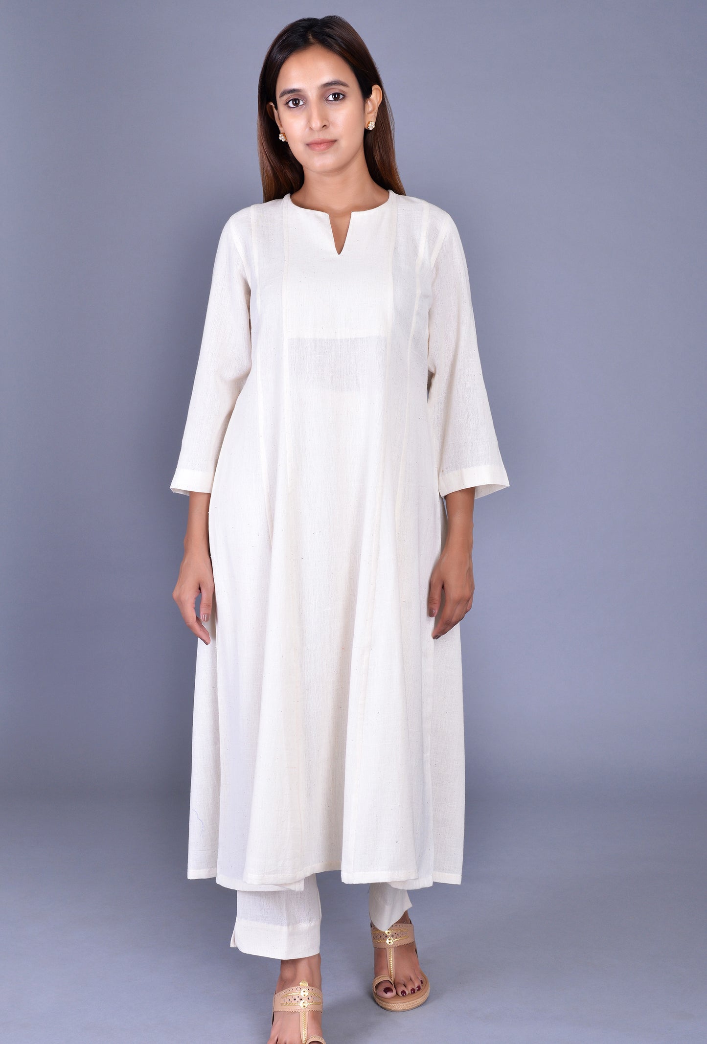 Off White Slit Neck Ensemble