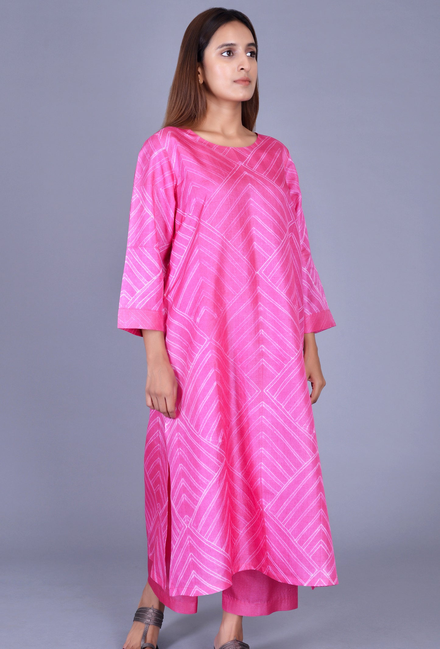 Pink Tussar Shibori Ensemble