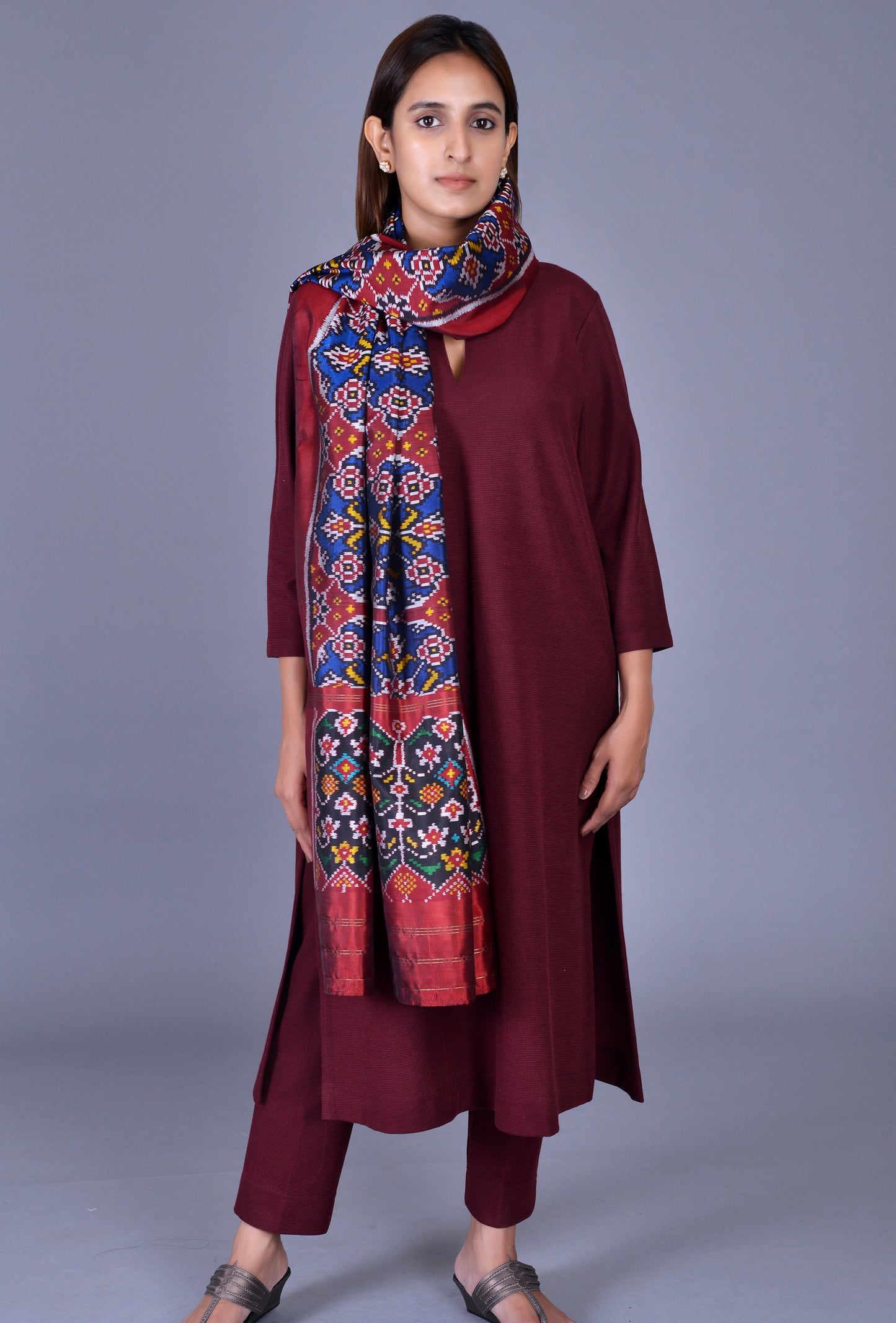 Blue Silk Patola Dupatta