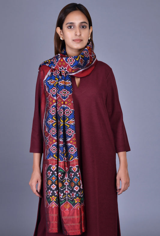 Blue Silk Patola Dupatta