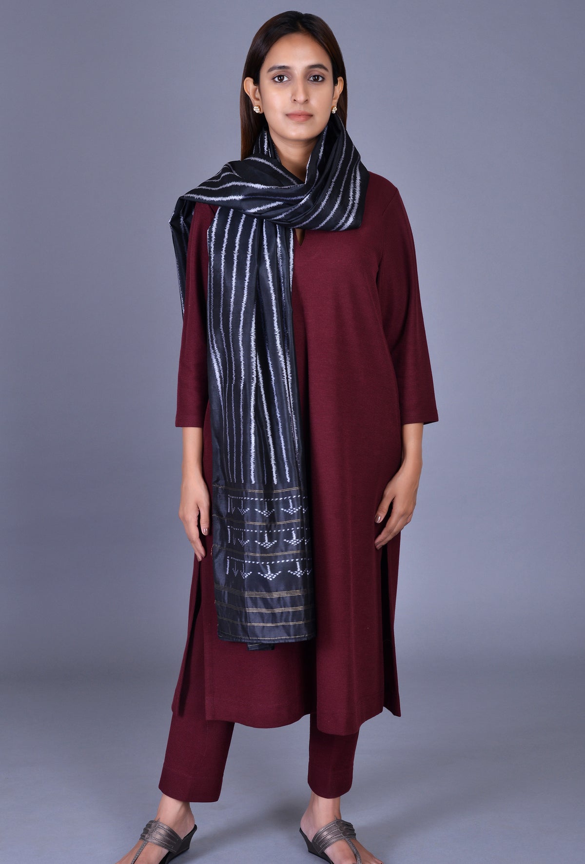 Black Silk Dupatta