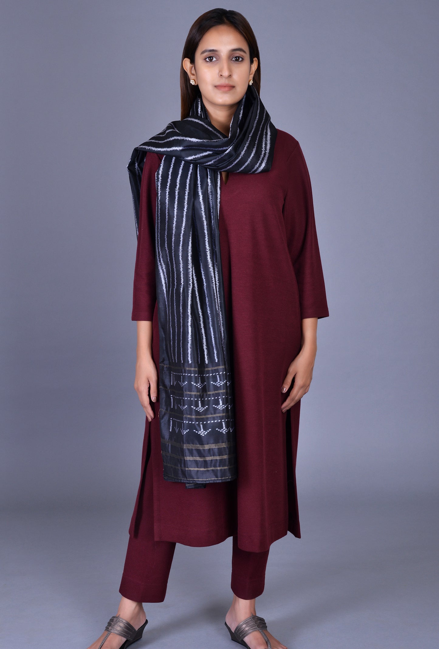Black Silk Dupatta