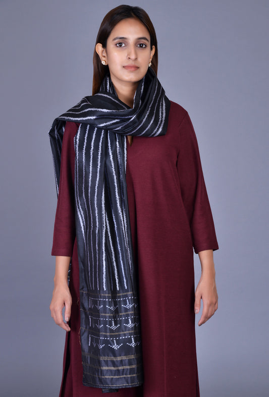 Black Silk Dupatta
