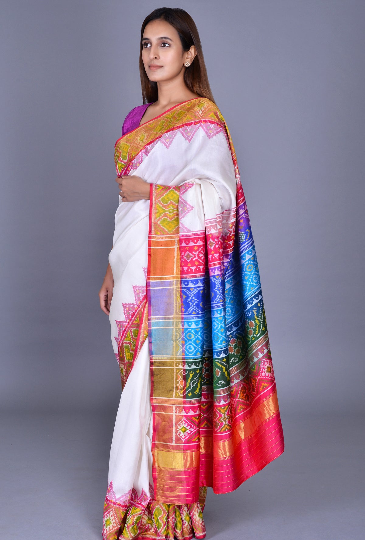 Off White Silk Patola Saree