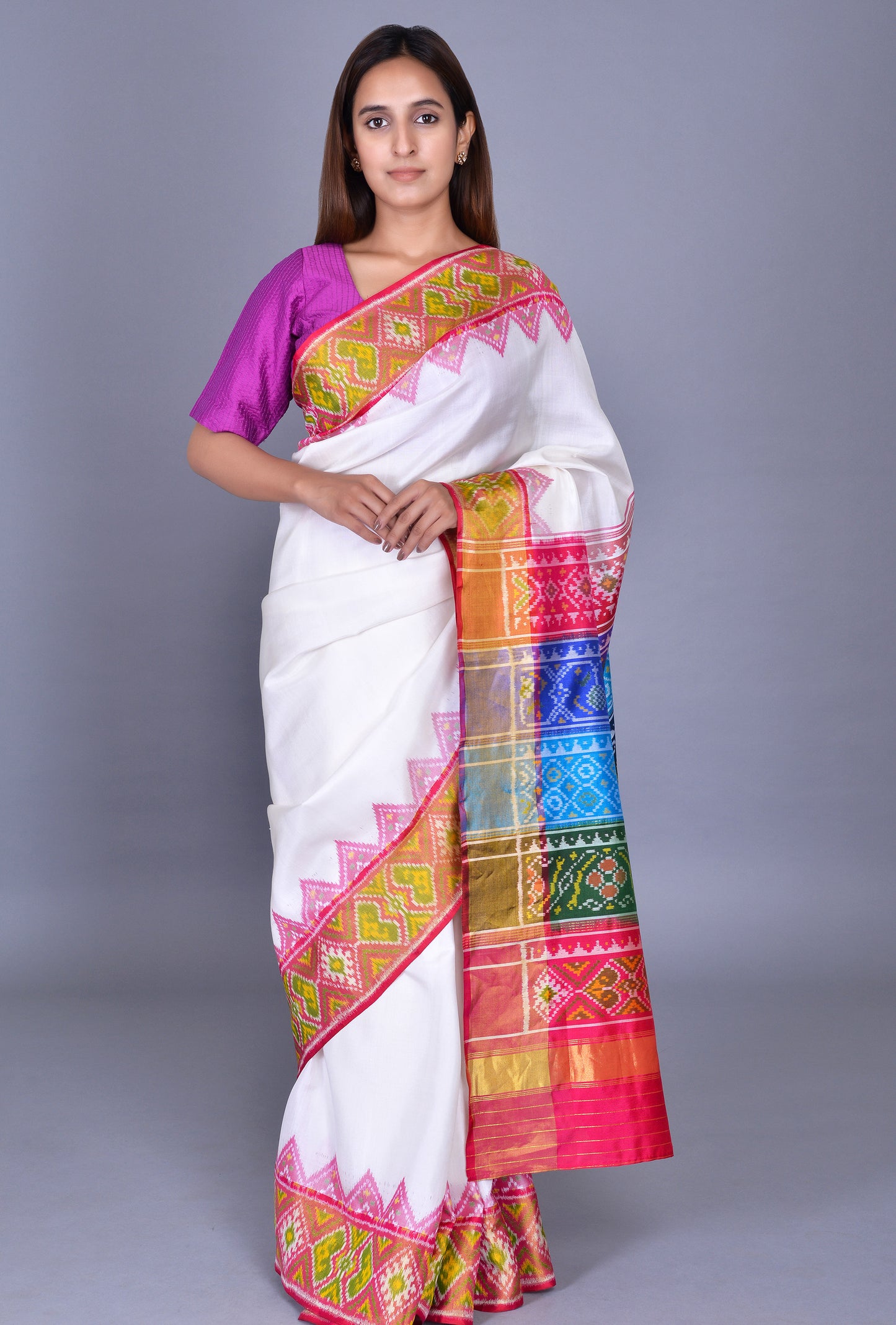 Off White Silk Patola Saree