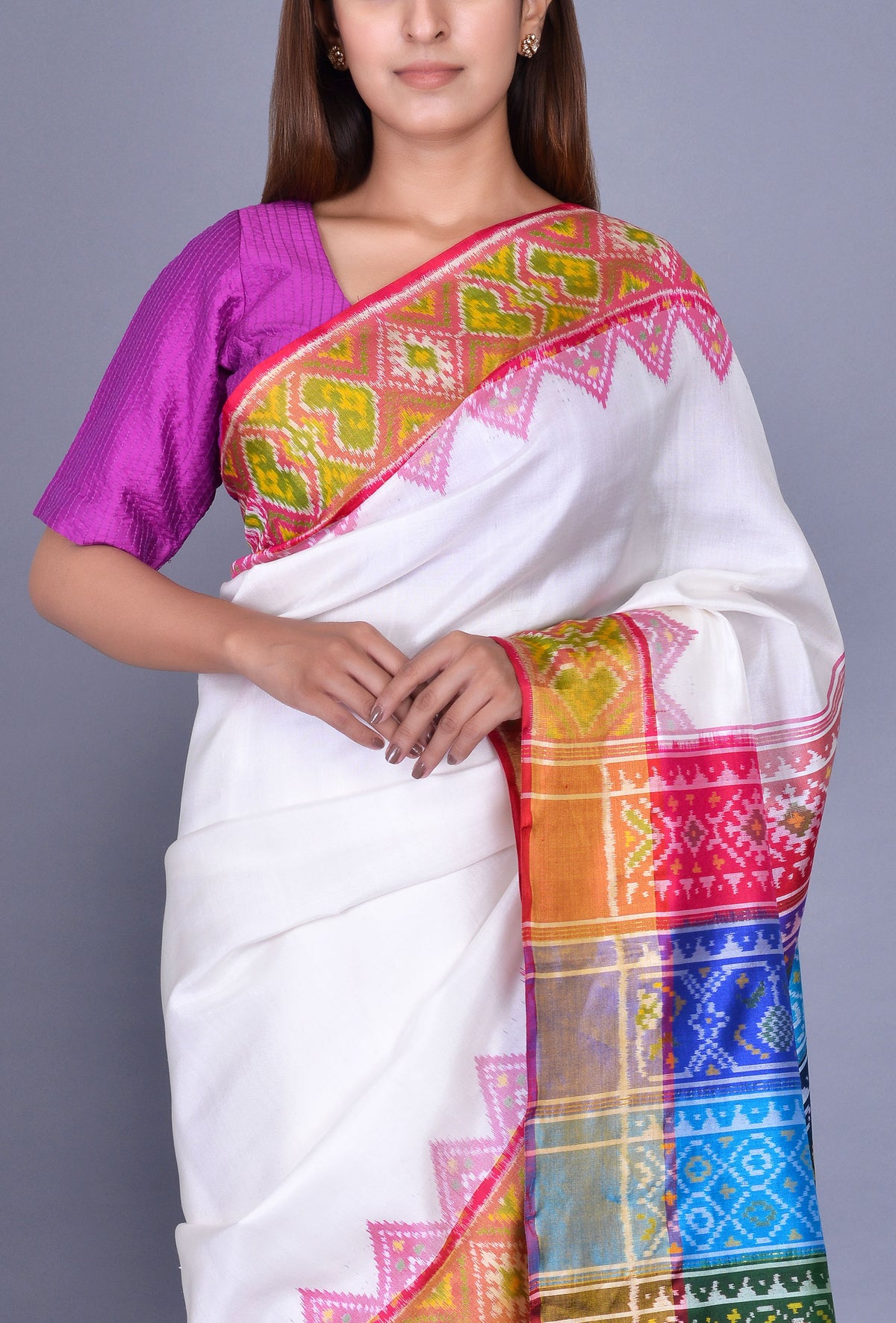 Off White Silk Patola Saree