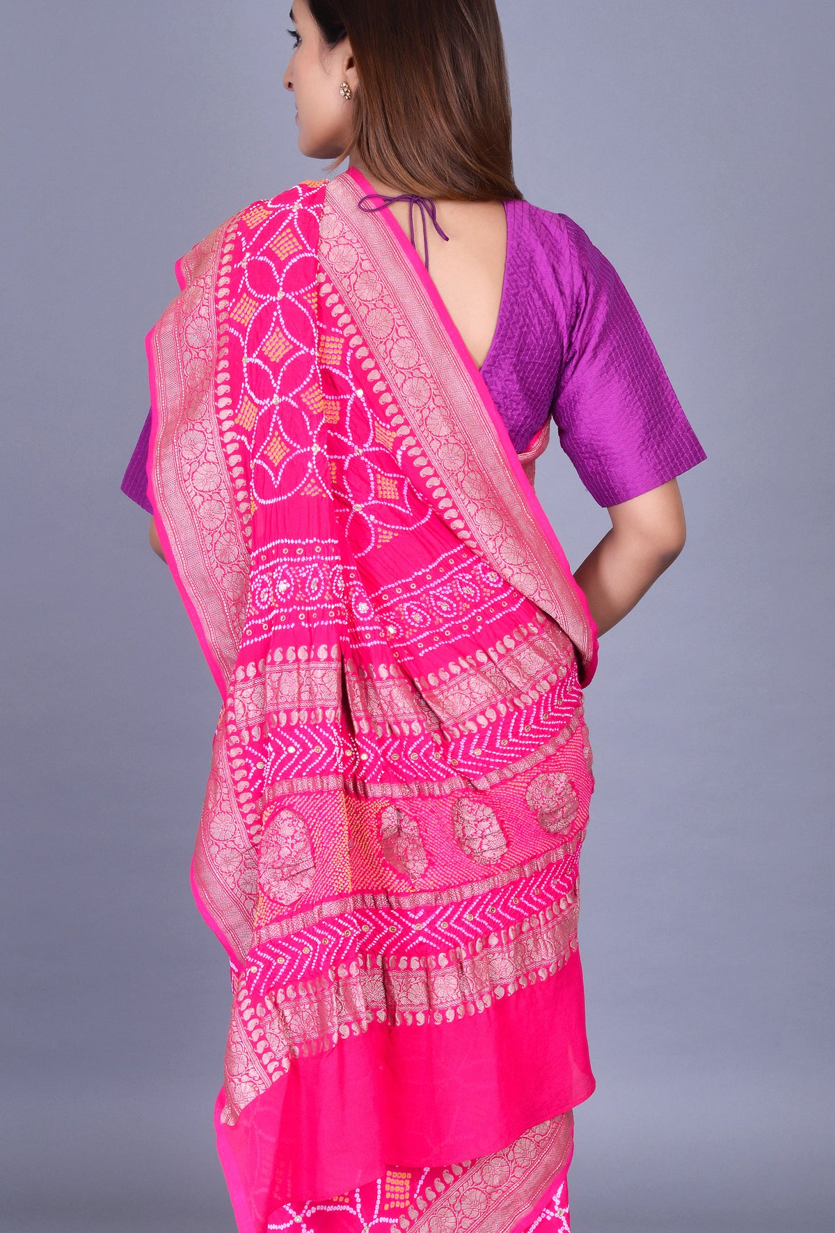 Rani Bandhani Saree