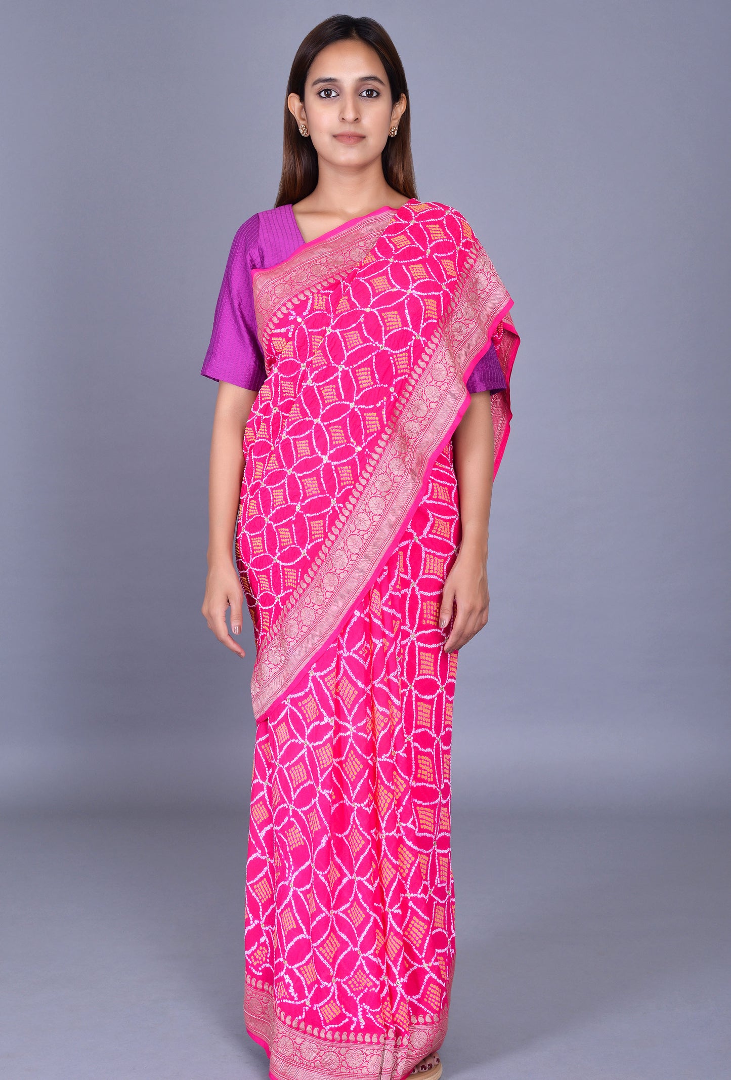 Rani Bandhani Saree