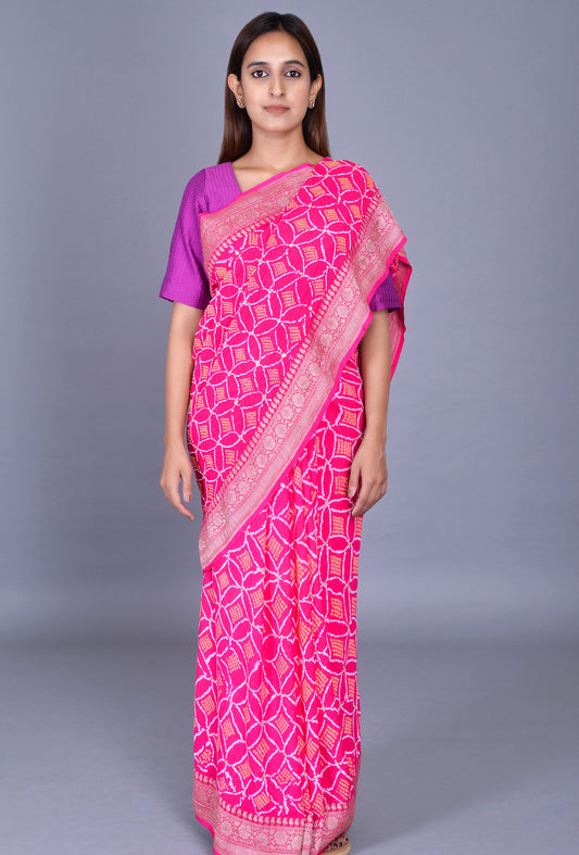 Rani Bandhani Saree