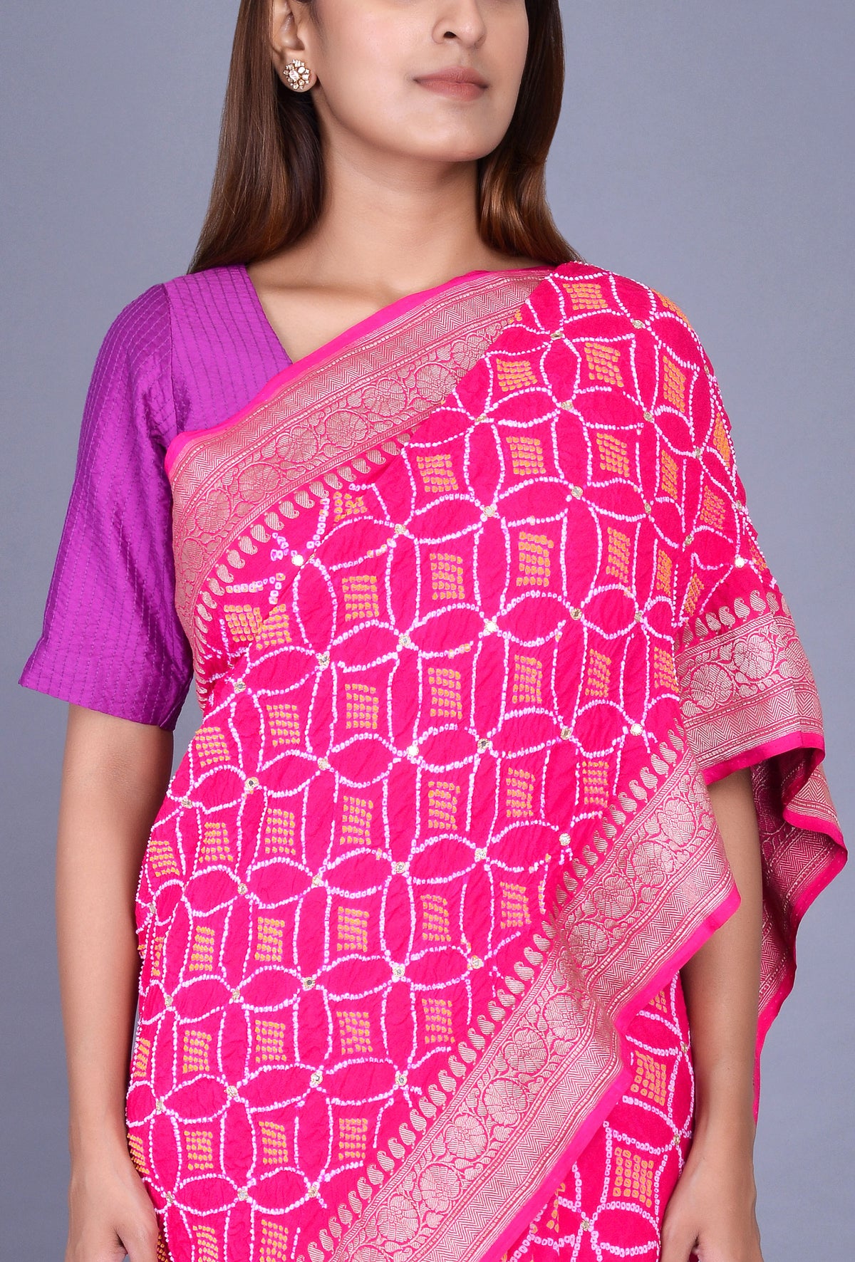Rani Bandhani Saree