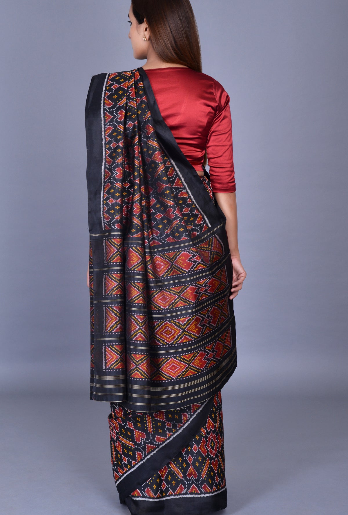 Black, Maroon Silk Patola Saree