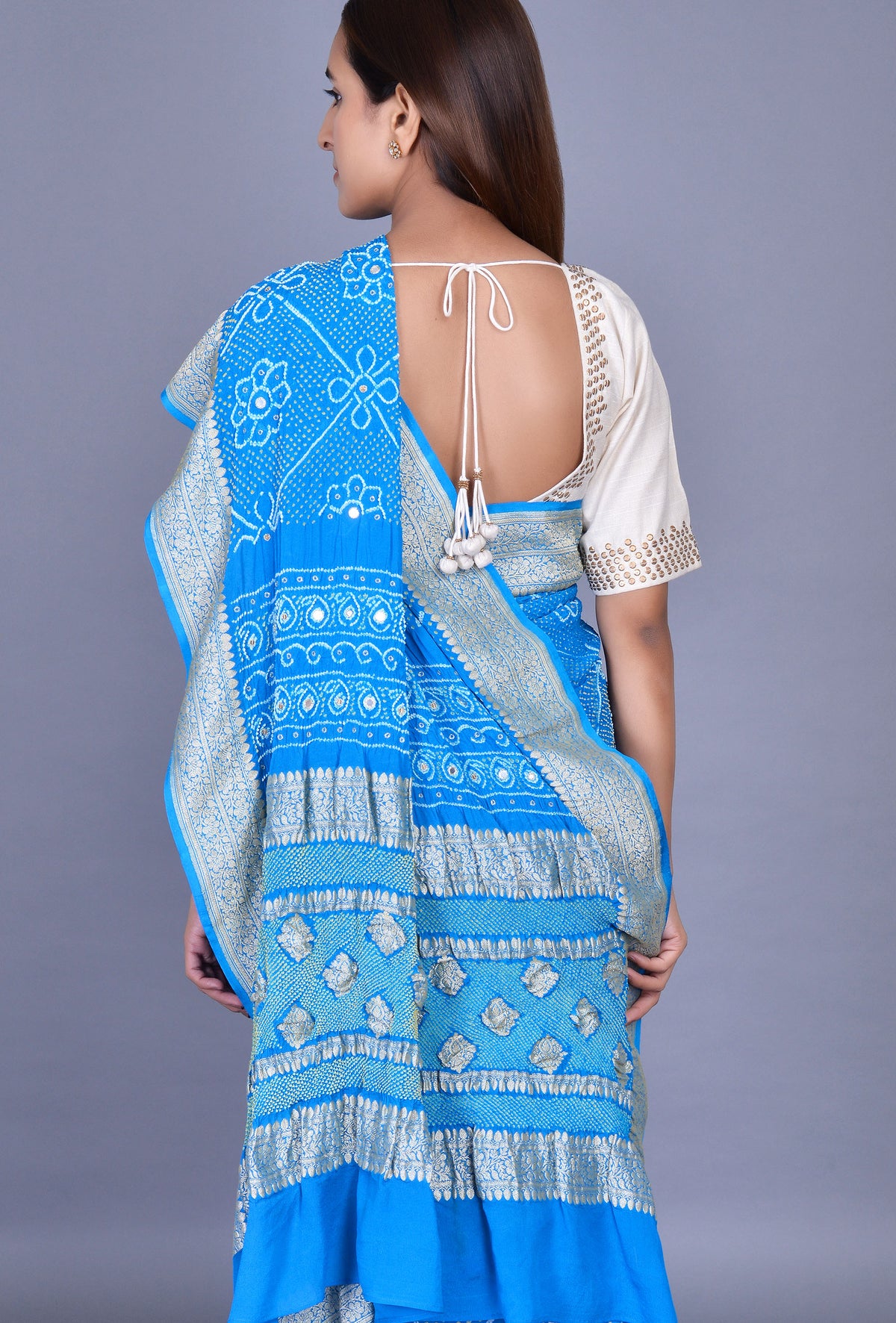 Blue Georgette Bandhani Saree