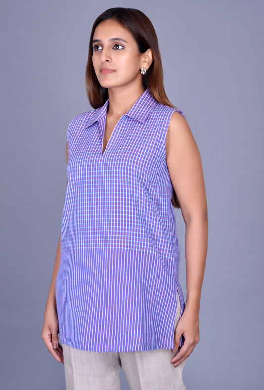 Sleeveless kala cotton shirt