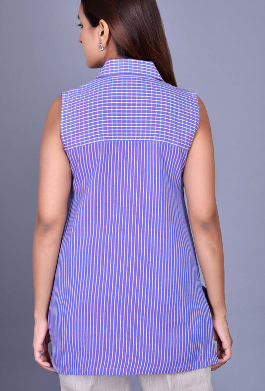 Sleeveless kala cotton shirt