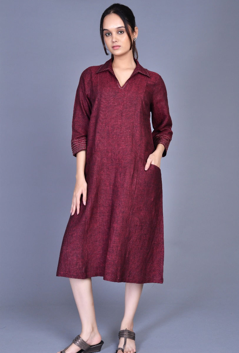 Linen Collar Dress