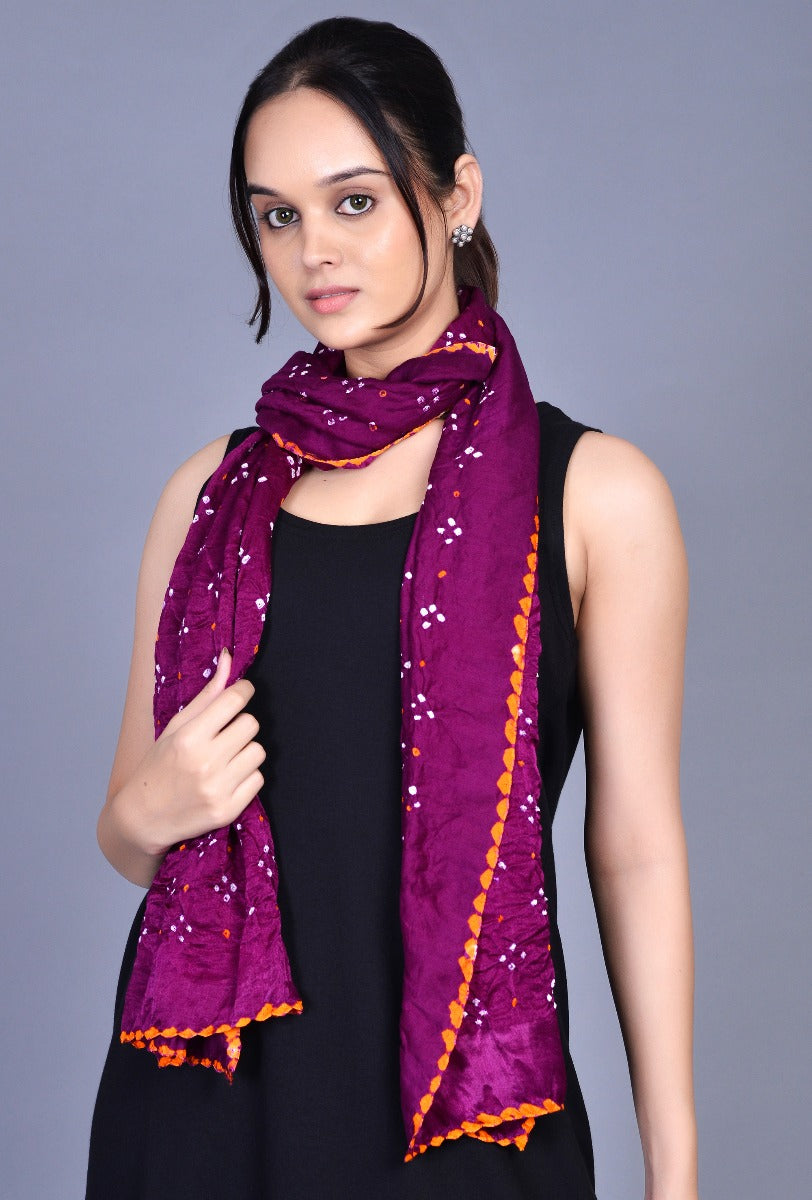 Purple Gaji Silk Stole