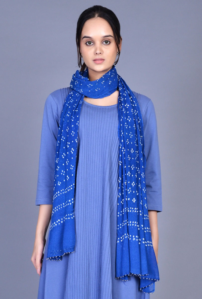 Blue Knit Pintucks Choga Dress