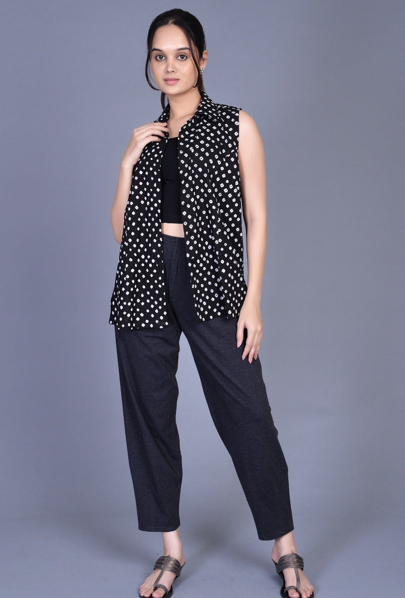 Sleeveless Bandhani Shirt