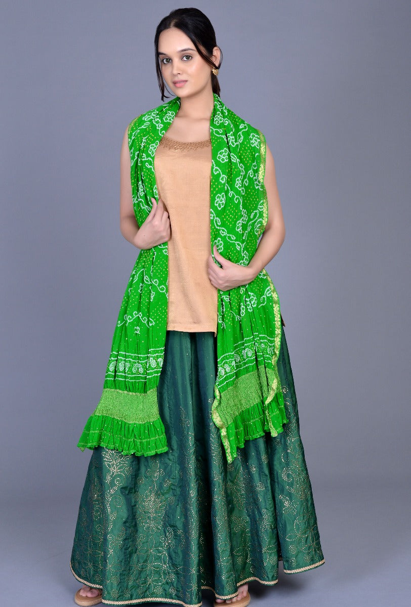 Parrot Georgette Bandhani Dupatta
