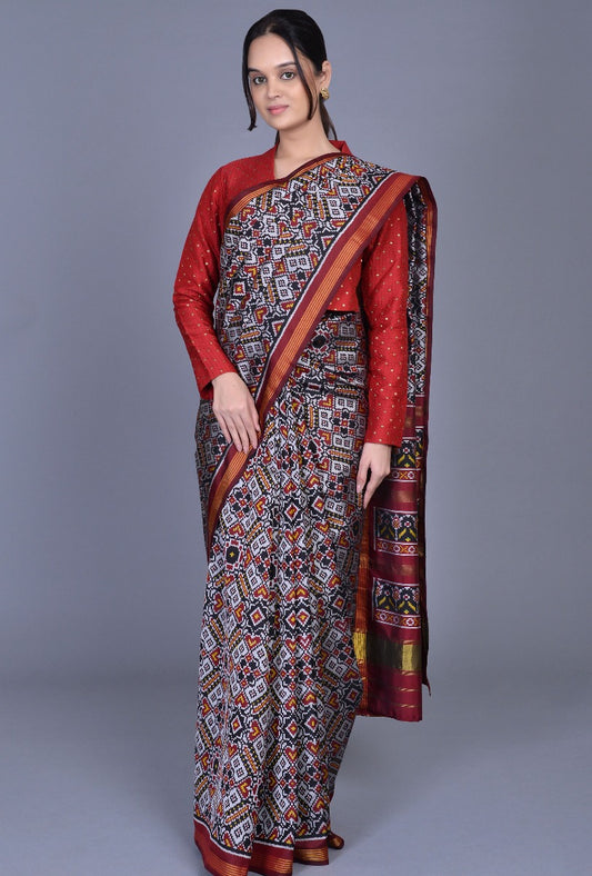 Maroon Silk Patola Saree