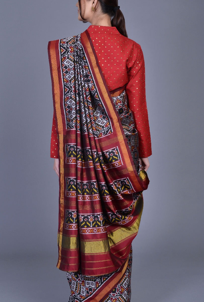 Maroon Silk Patola Saree