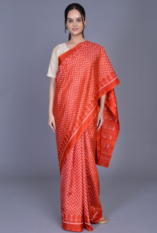 Rust Silk Patola Saree