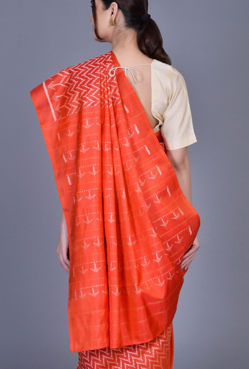 Rust Silk Patola Saree