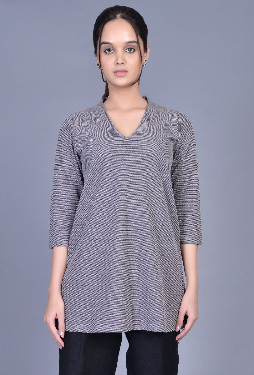 Knit Raised Neck Kurti