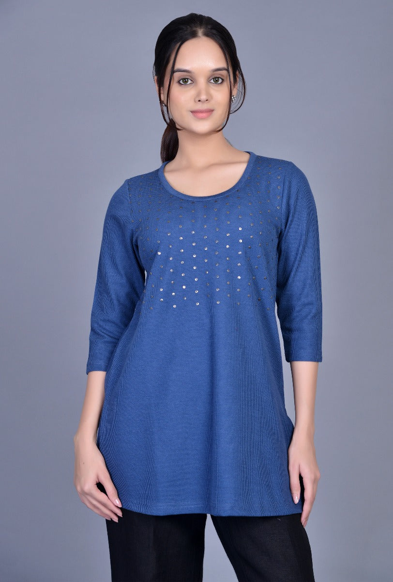 Knit Sequin Yoke Kurti