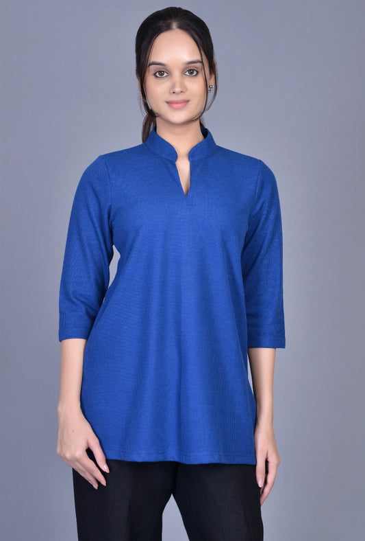 Knit Stand Collar T-Shirt