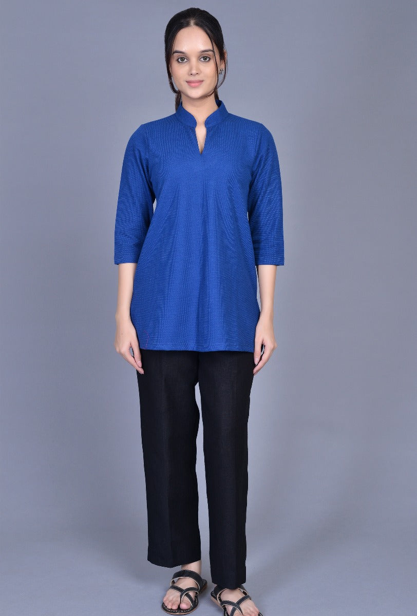 Knit Stand Collar T-Shirt