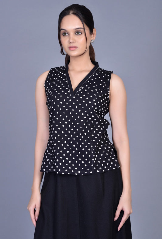 Sleeveless Bandhani Top