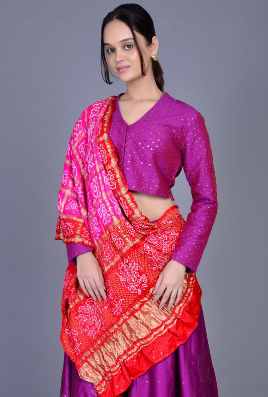 Pink Red Gharchola Dupatta