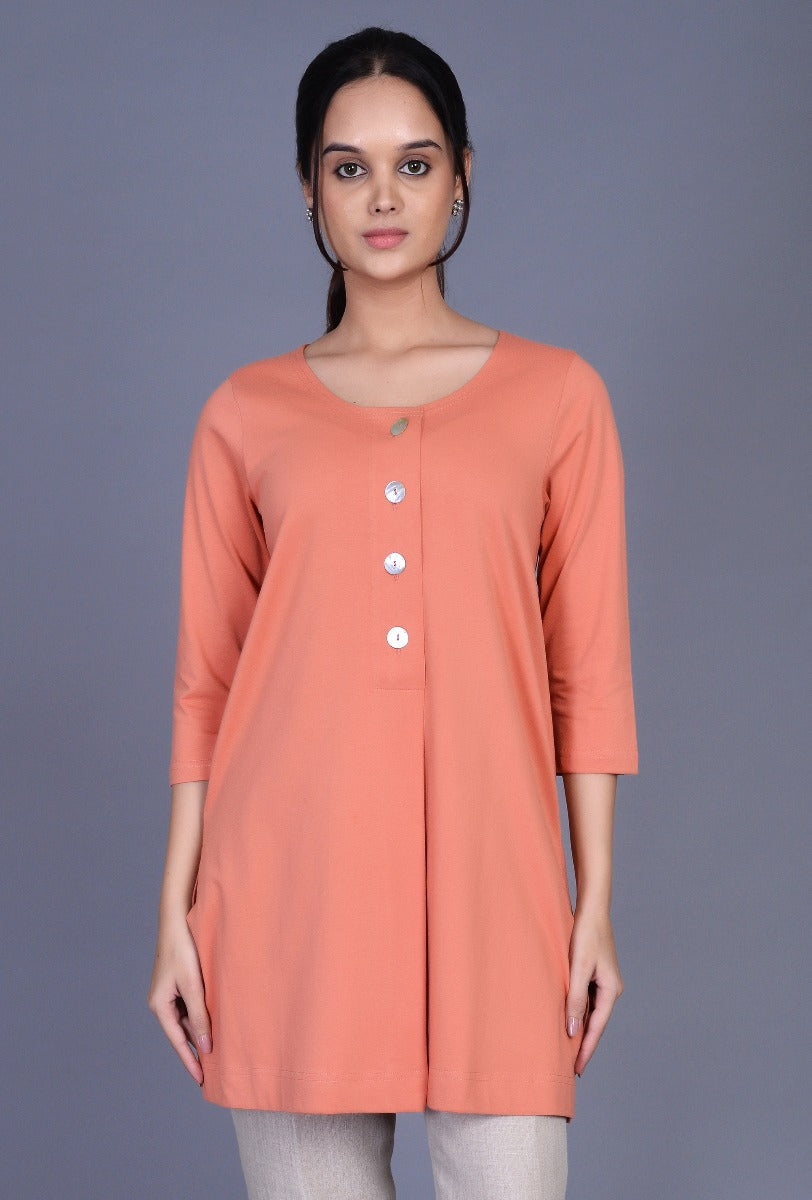 Knit Front Pleat Kurti